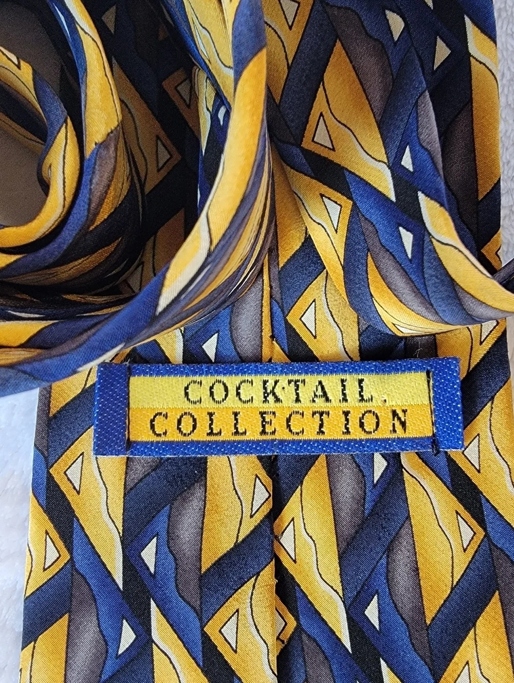 Stonebridge Ltd Cocktail Collection Molecular Vodka Tie Blue Yellow 100% Silk